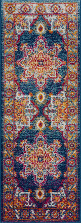 Istanbul Medallion Blue & Orange Runner Rug