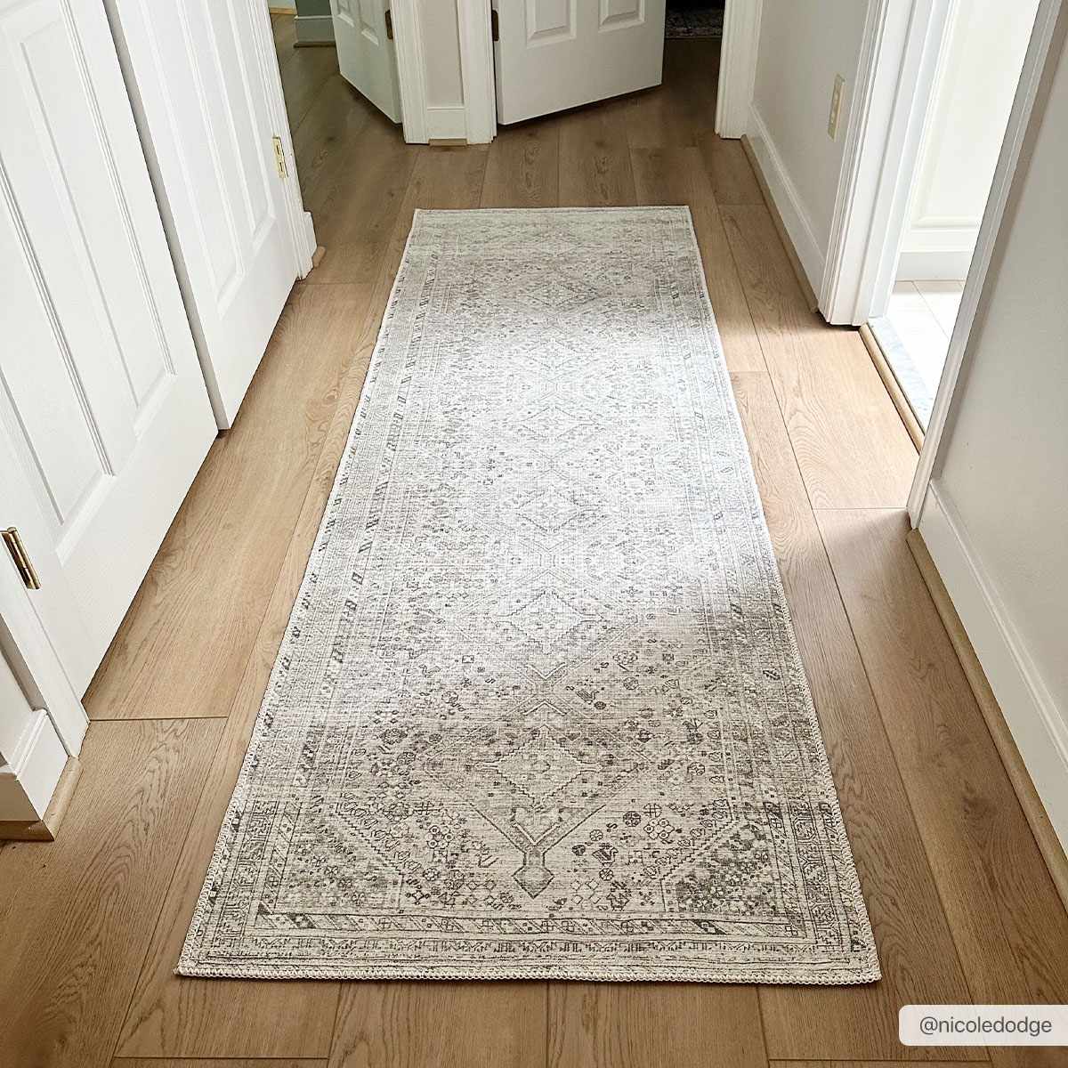 Barny Cream & Sage Washable 7ft Runner Rug