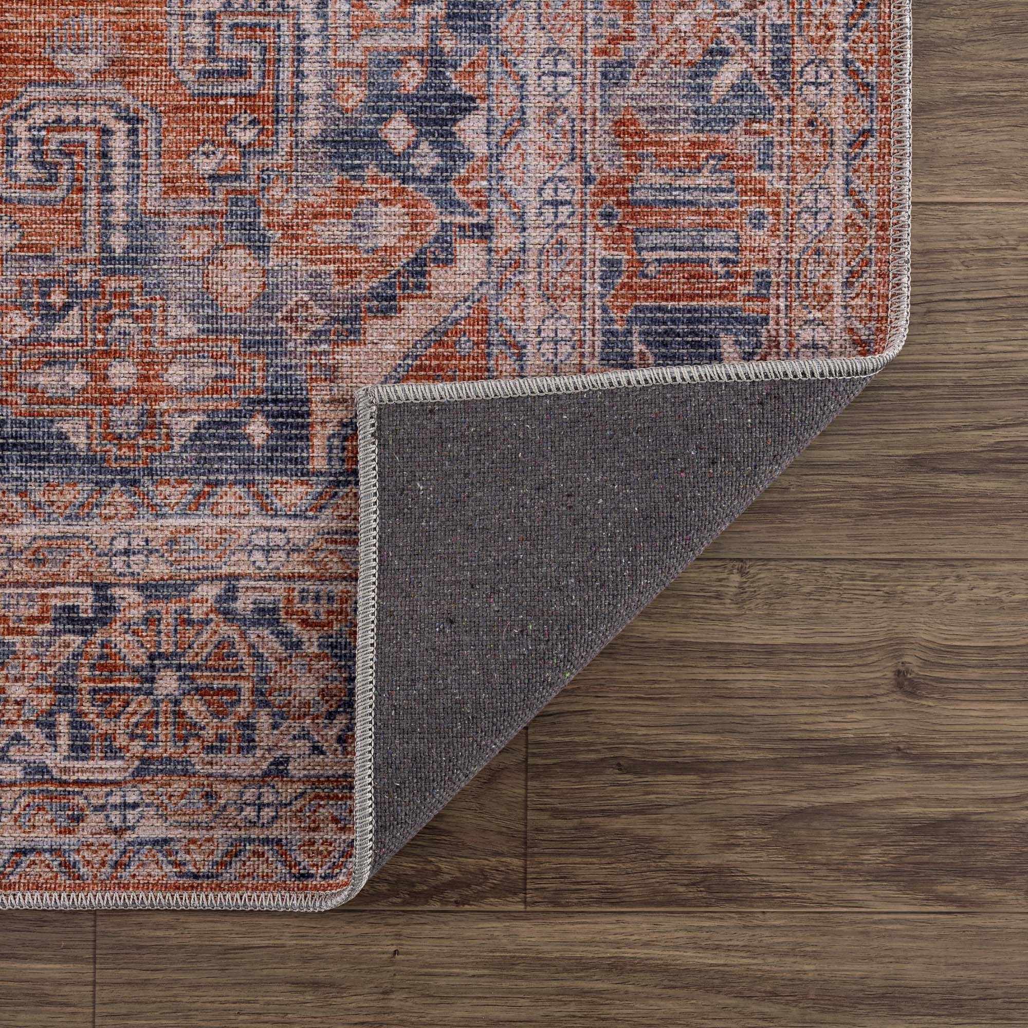 Burnt Orange Taber Medallion Washable Runner Rug