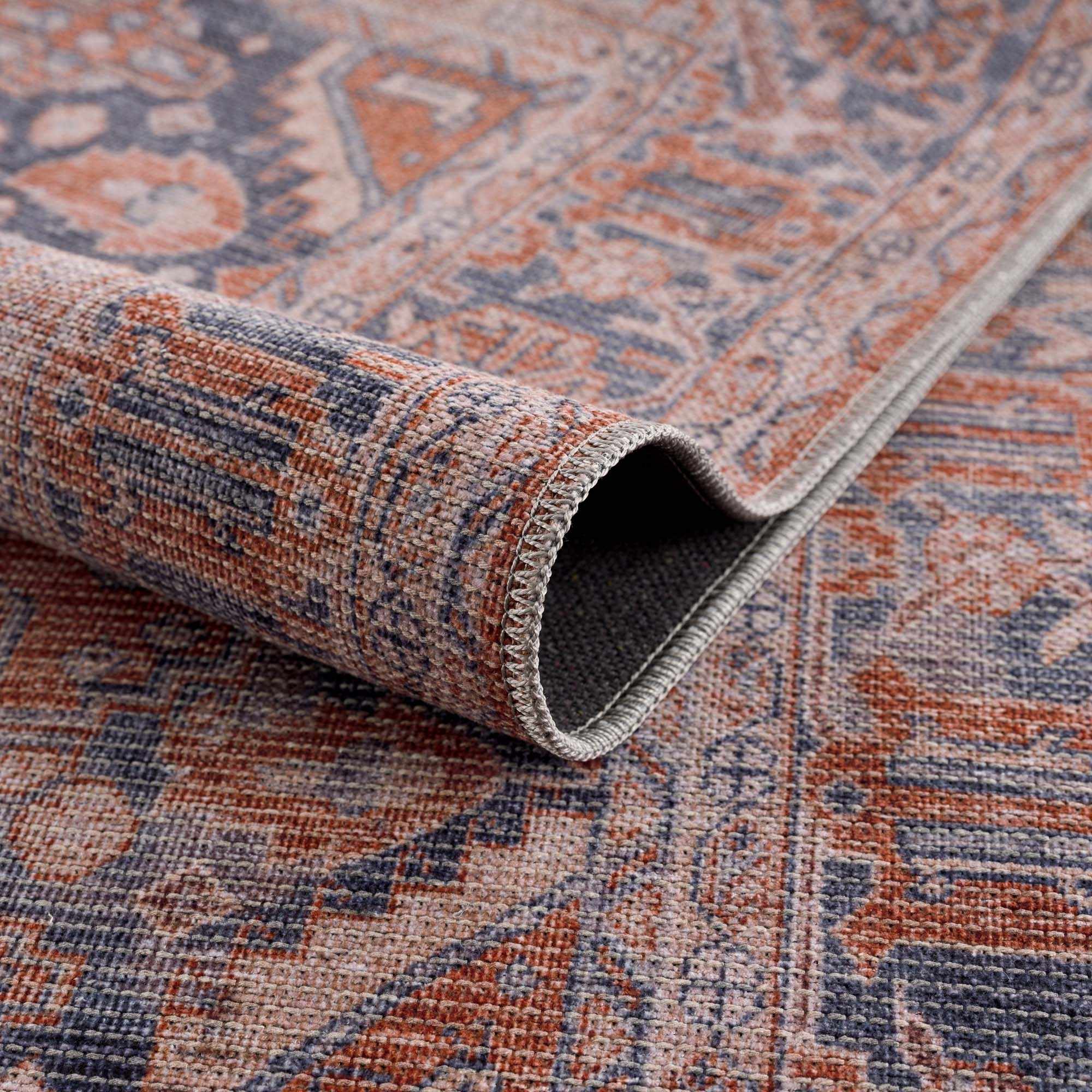 Burnt Orange Taber Medallion Washable Runner Rug