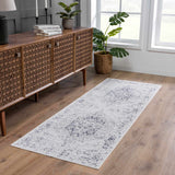 Akram Cream & Antrasit Washable Runner Rug