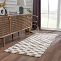 Atira Brown Checkered Runner Rug