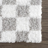 Atira Gray Checkered Runner Rug