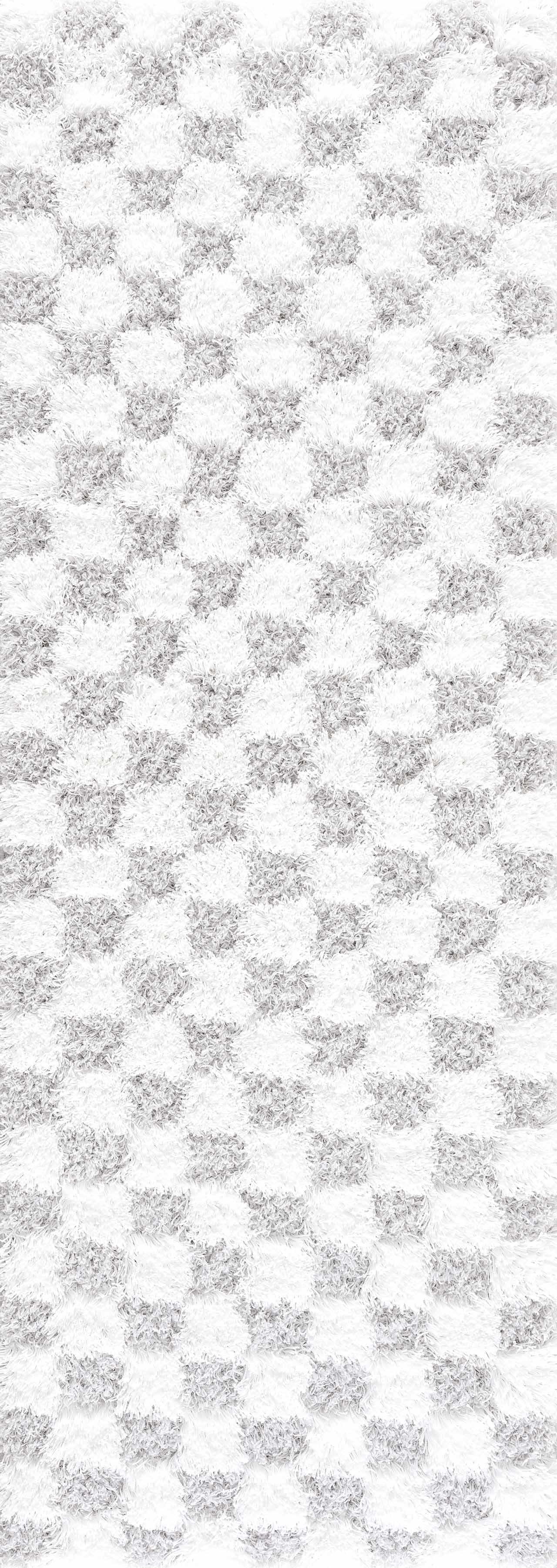 Atira Gray Checkered Runner Rug