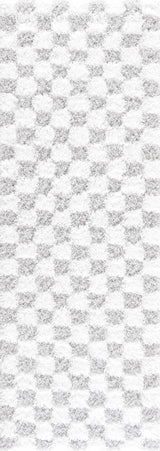 Atira Gray Checkered Runner Rug