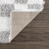 Atira Gray Checkered Runner Rug