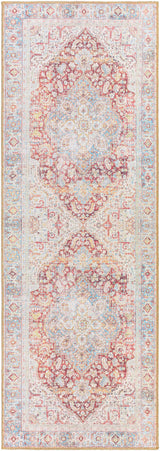 Cream Rust Leeston Vintage Washable Runner Rug - Clearance
