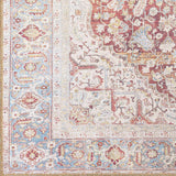 Cream Rust Leeston Vintage Washable Runner Rug - Clearance