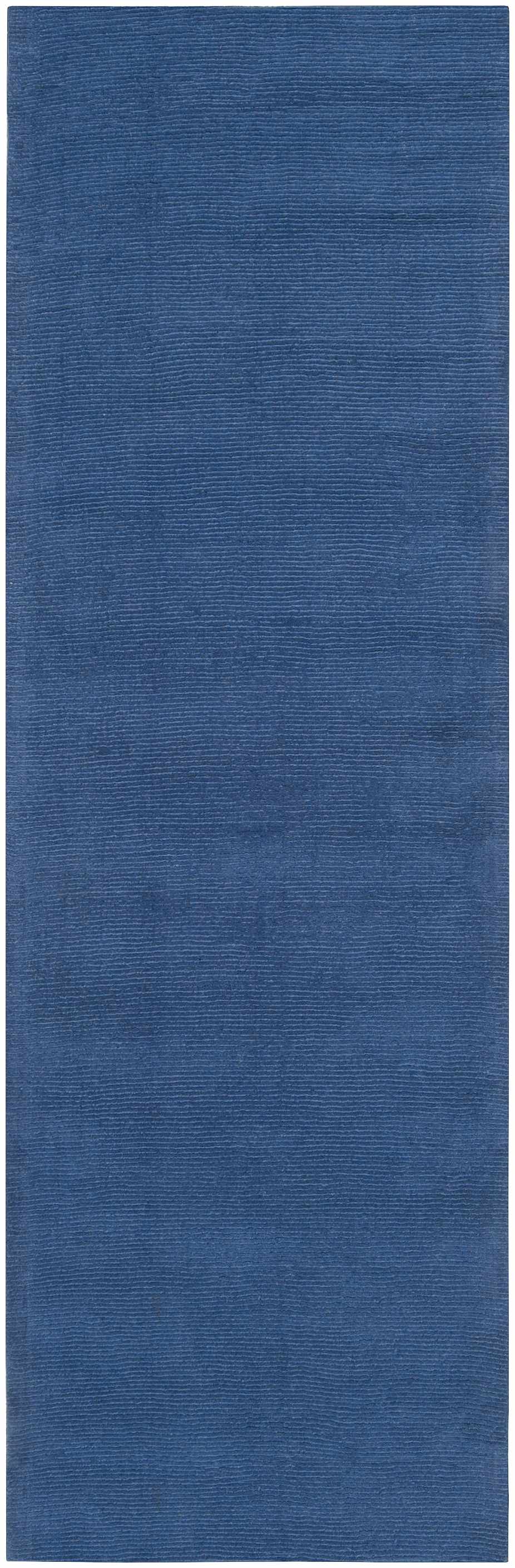 Brockton Solid Wool Blue Runner Rug