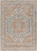 Vaeda Blue & Beige Medallion Runner Rug
