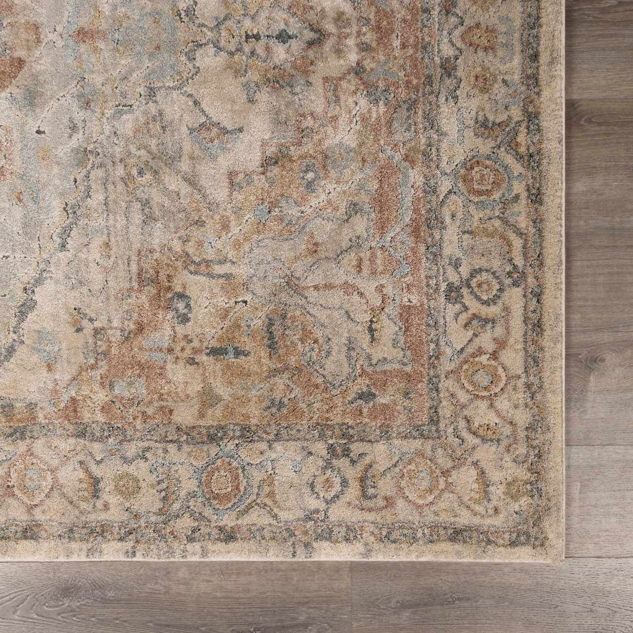Vaeda Blue & Beige Medallion Runner Rug