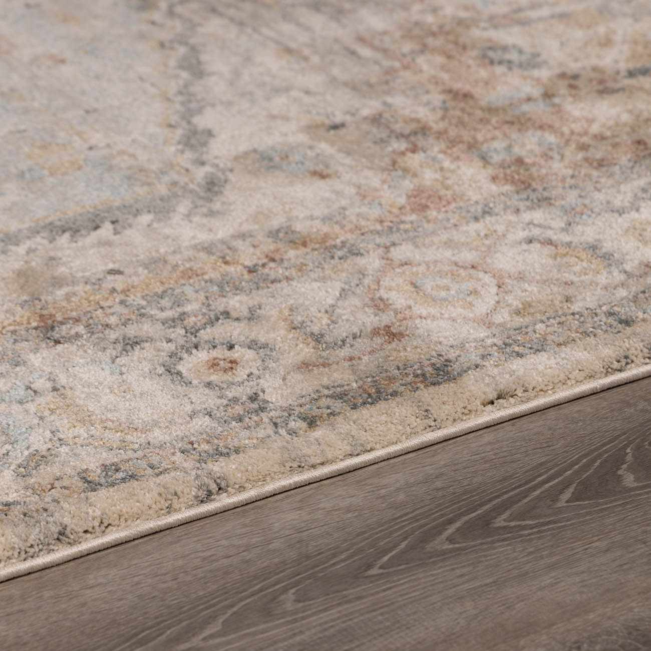 Vaeda Blue & Beige Medallion Runner Rug