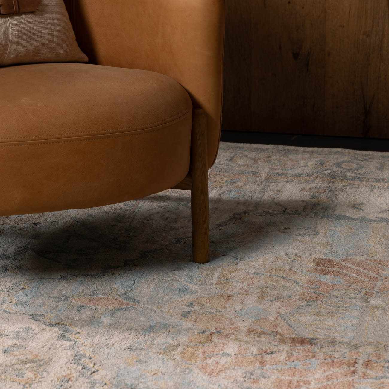 Vaeda Blue & Beige Medallion Runner Rug