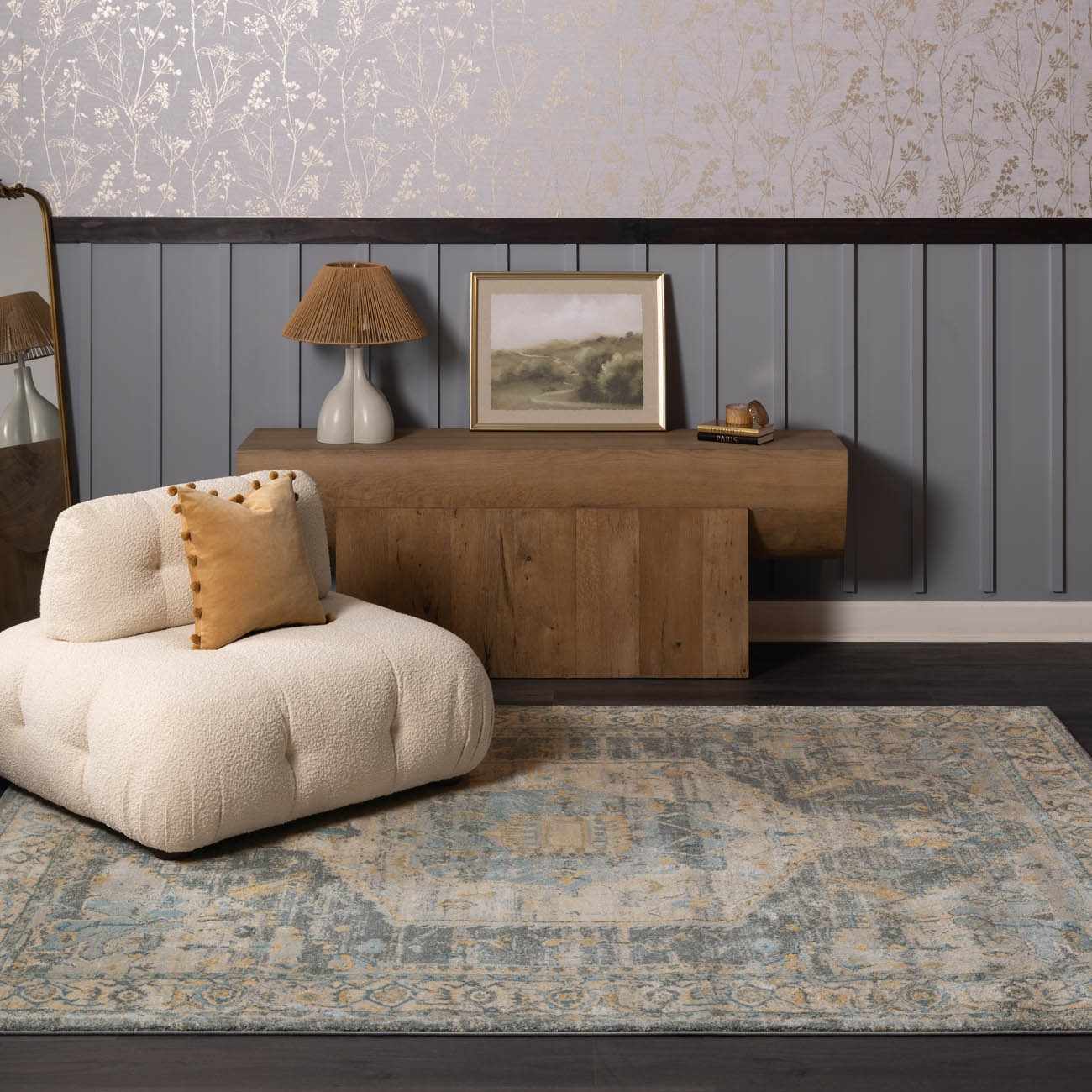 Vaeda Blue Medallion Runner Rug