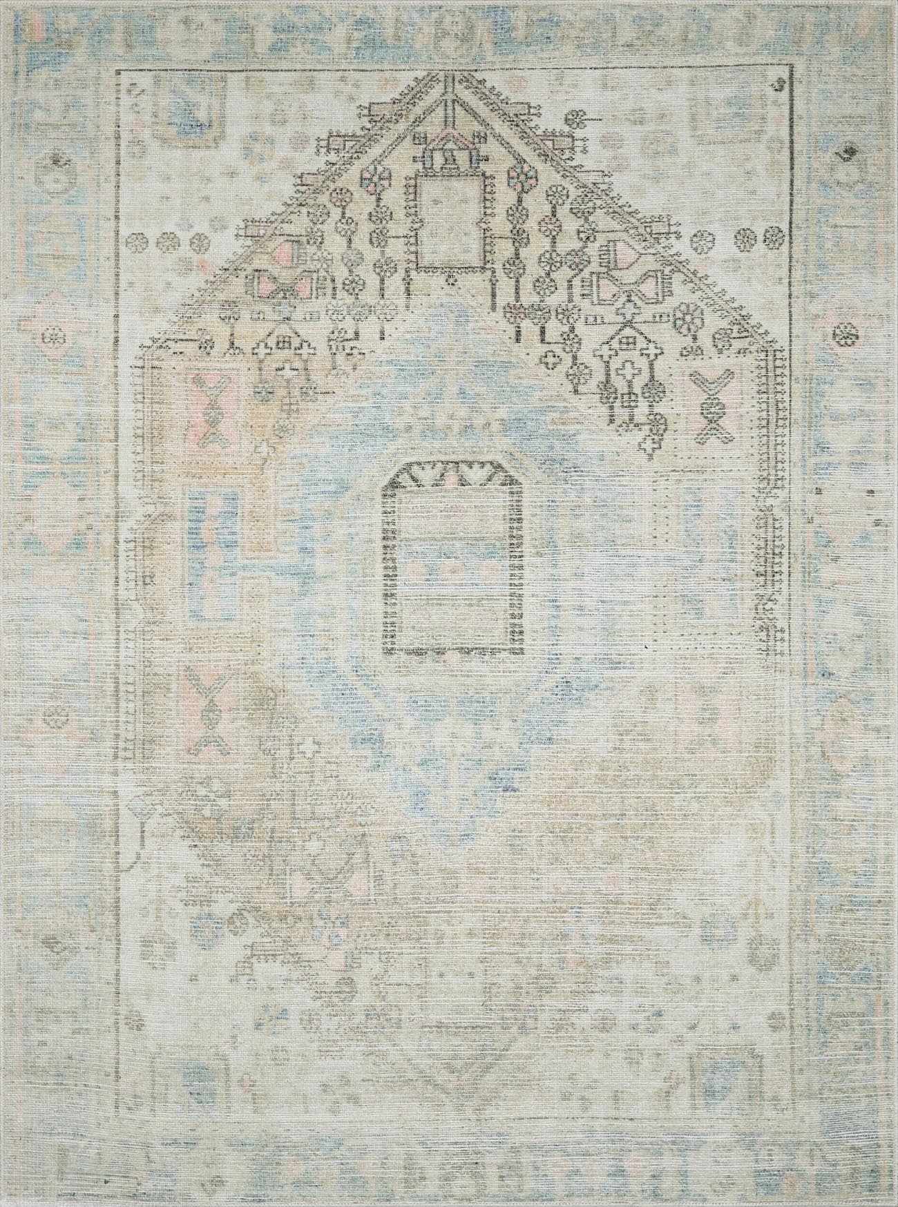 Light Olive Baloy Washable 7ft Runner Rug