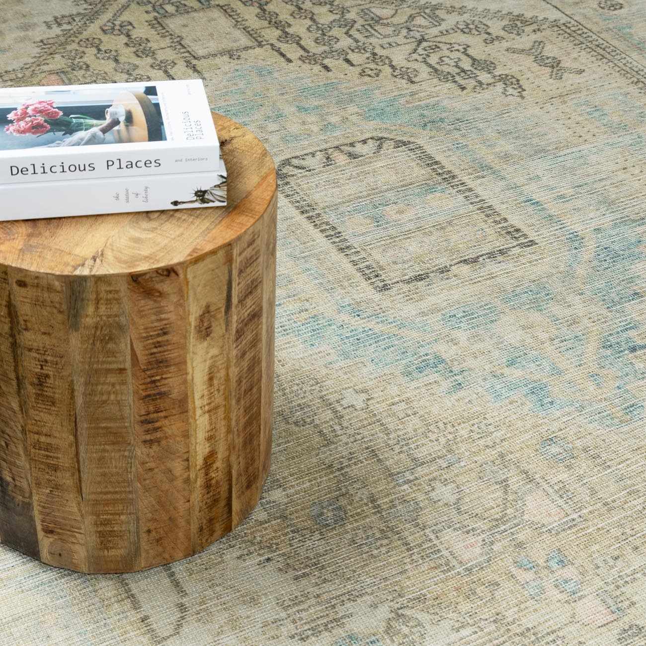 Light Olive Baloy Washable 7ft Runner Rug