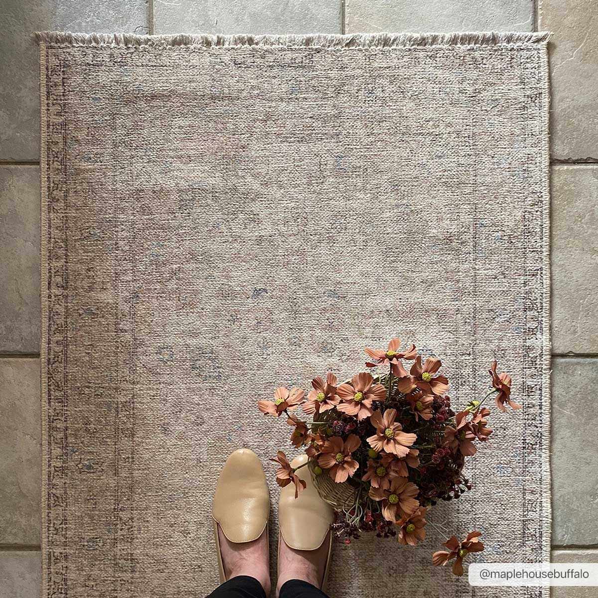 Cream Holi-2301 Washable Runner Rug