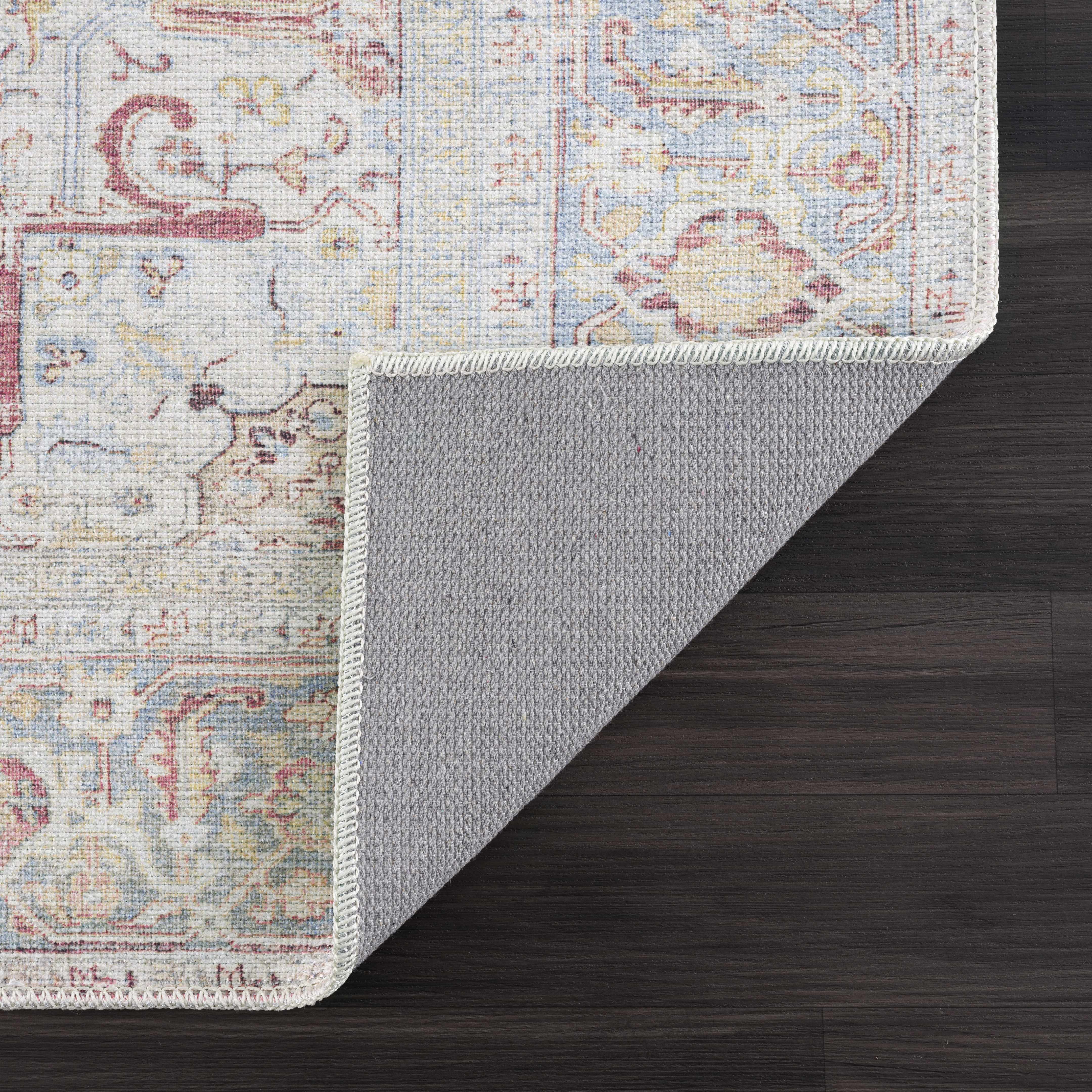 Cream Rust Leeston Vintage Washable 7ft Runner Rug - Clearance