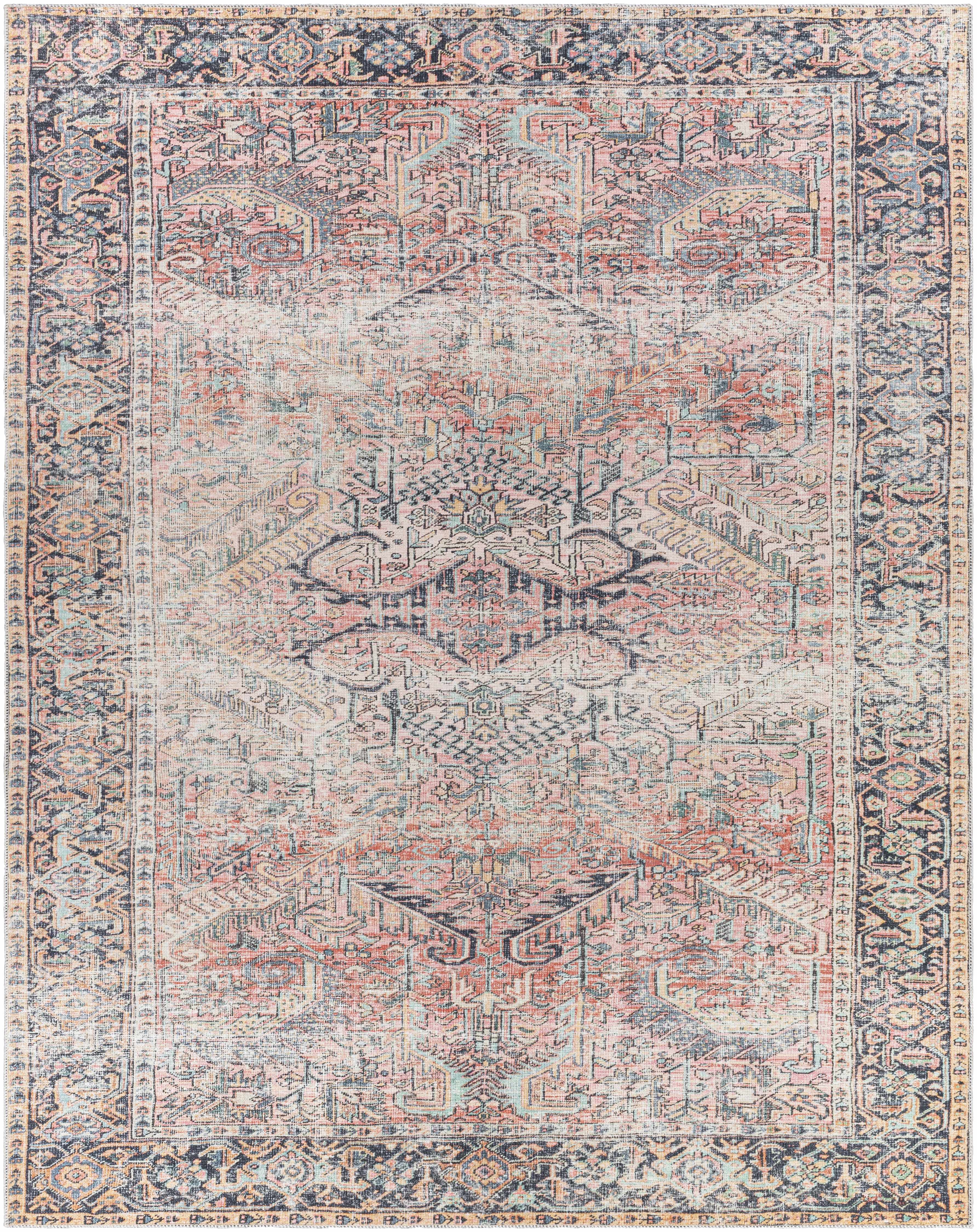 Sample Pink Dunshaughlin Distressed Washable Area Rug - Clearance