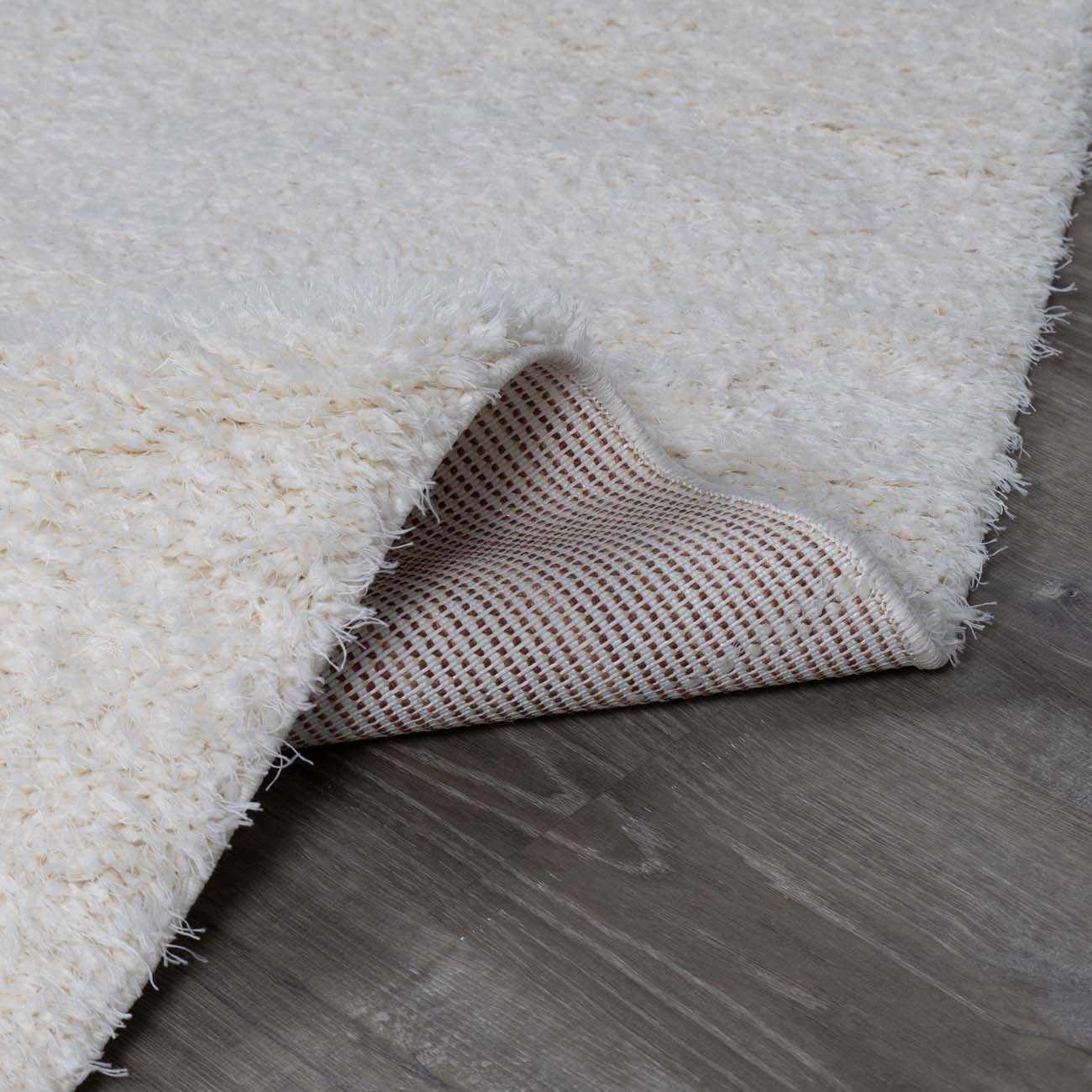 Faina Solid Cream Shag Rug Washable
