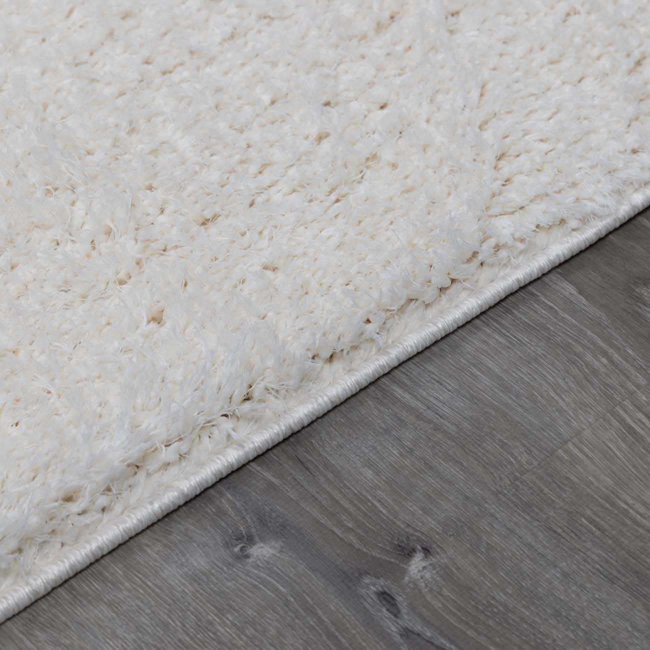 Faina Solid Cream Shag Rug Washable