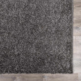 Faina Solid Dark Gray Shag Rug Washable