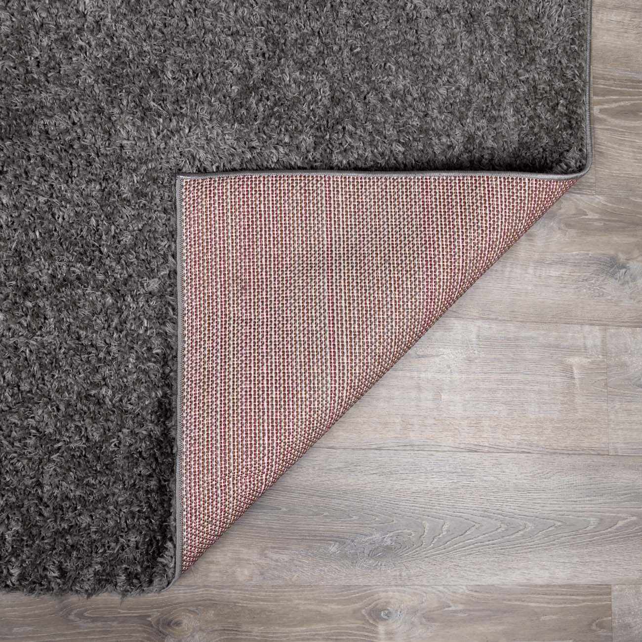 Faina Solid Dark Gray Shag Rug Washable