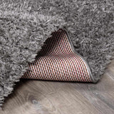 Faina Solid Dark Gray Shag Rug Washable