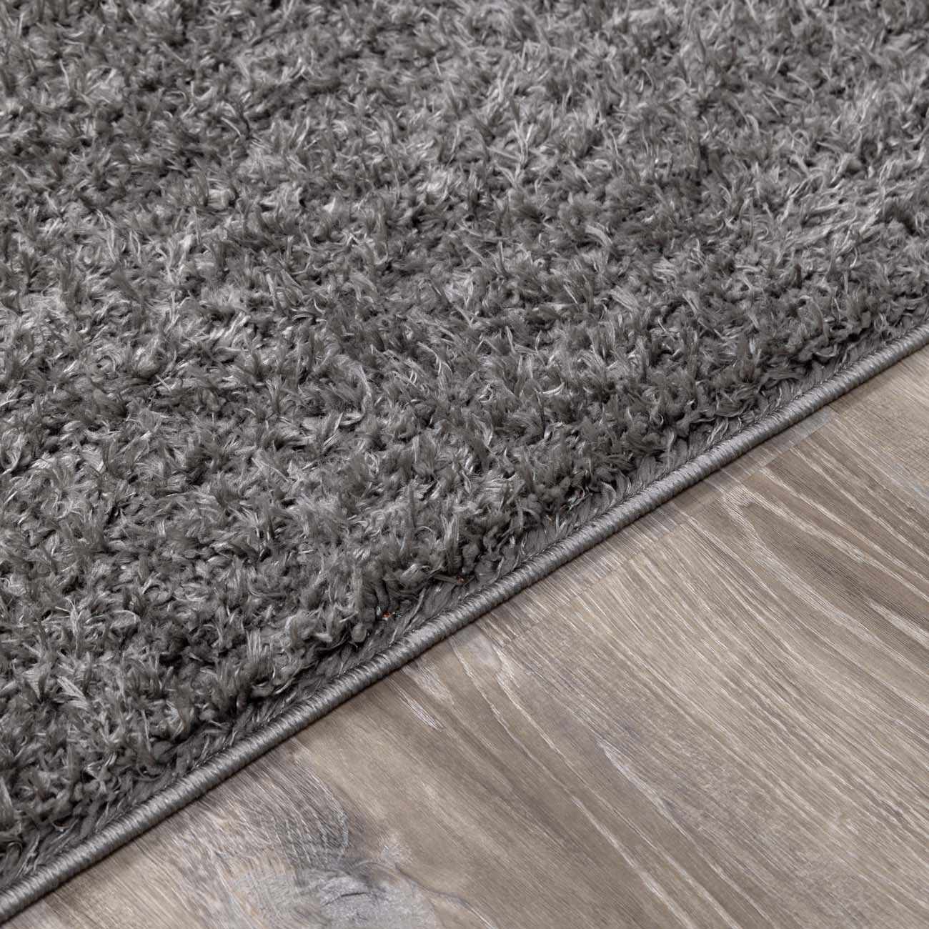 Faina Solid Dark Gray Shag Rug Washable