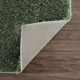 Faina Solid Green Shag Rug Washable