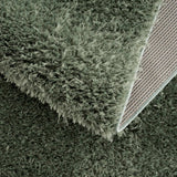 Faina Solid Green Shag Rug Washable