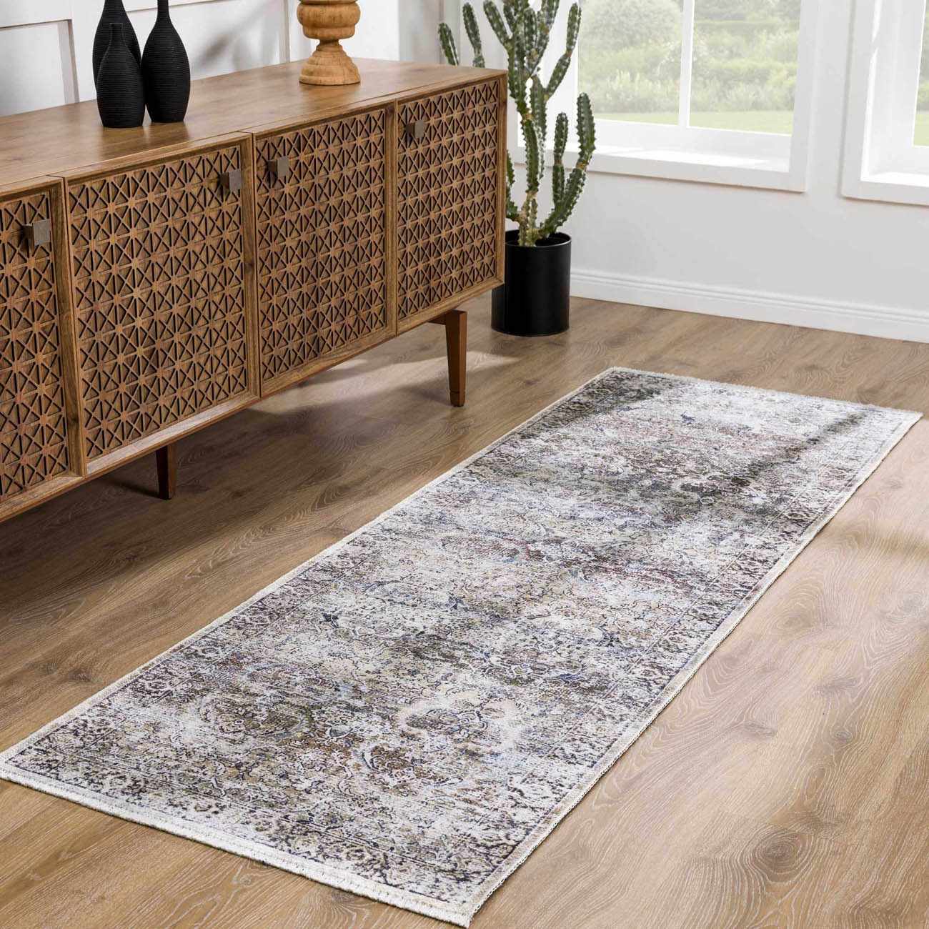 Olive Holi-2304 Washable Runner Rug