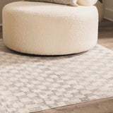 Benjy Cream & Light Blue Checkered Runner Area Rug