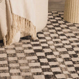 Benjy Cream & Charcoal Checkered Runner Area Rug