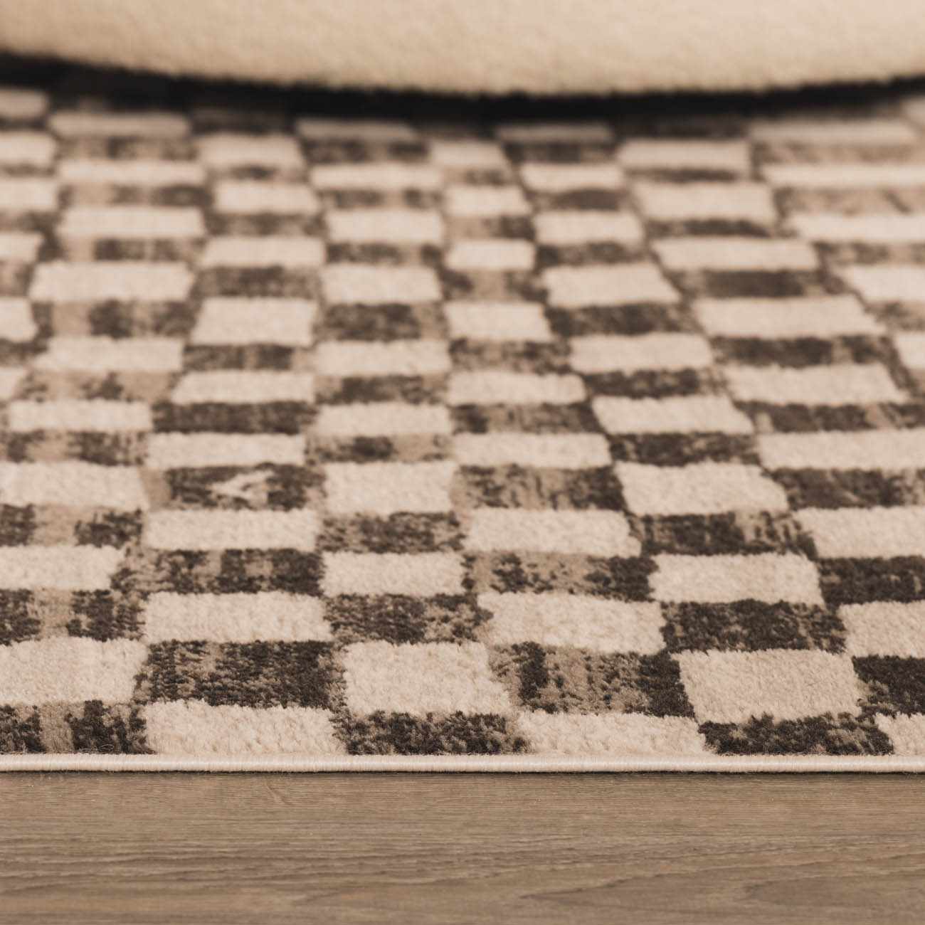 Benjy Cream & Charcoal Checkered Runner Area Rug