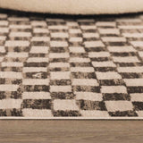 Benjy Cream & Charcoal Checkered Runner Area Rug