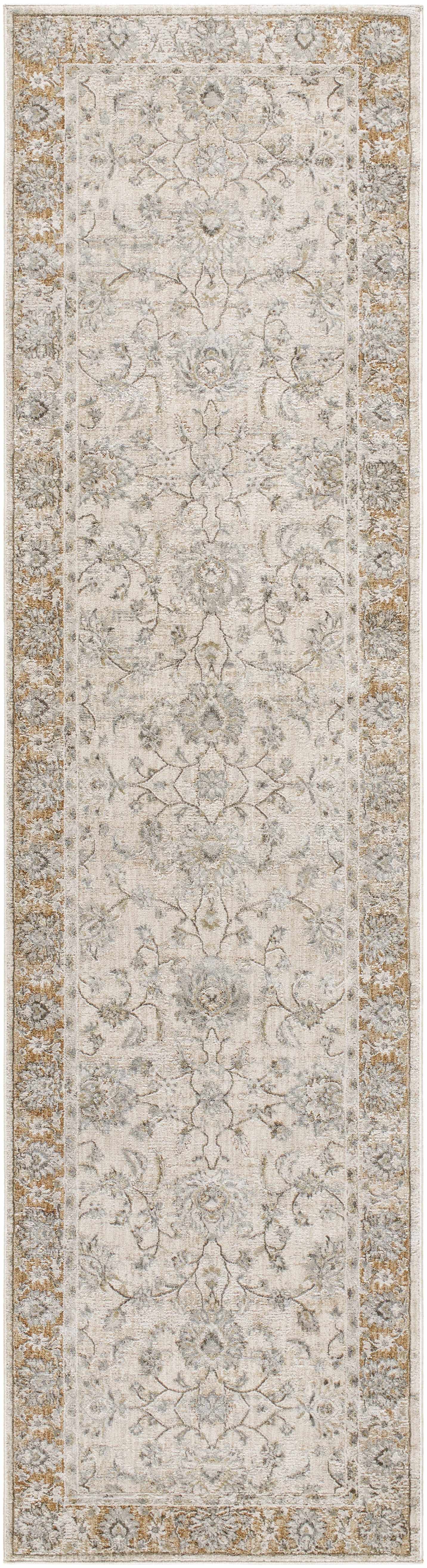 Kerem Cream Damask Runner Rug