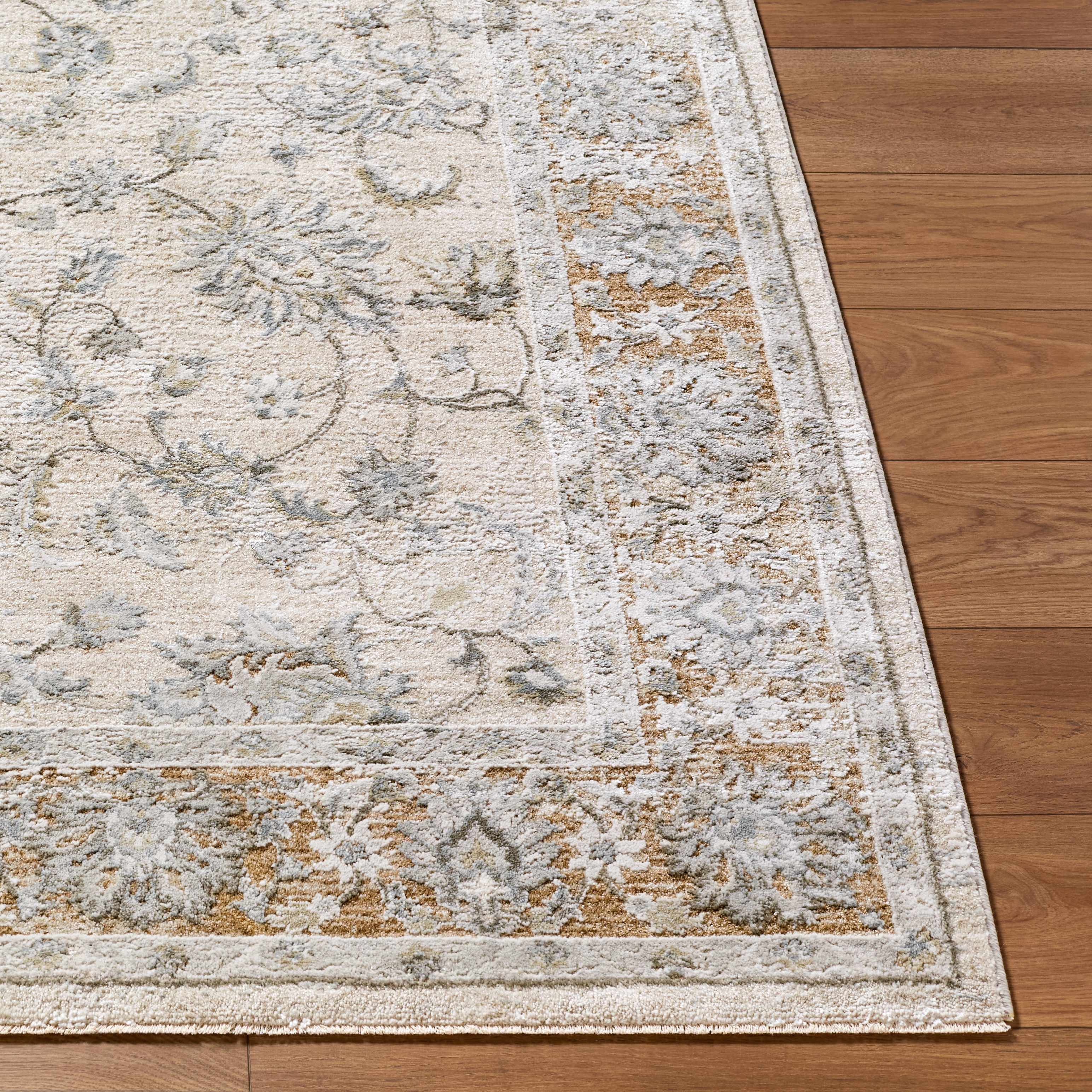 Kerem Cream Damask Runner Rug