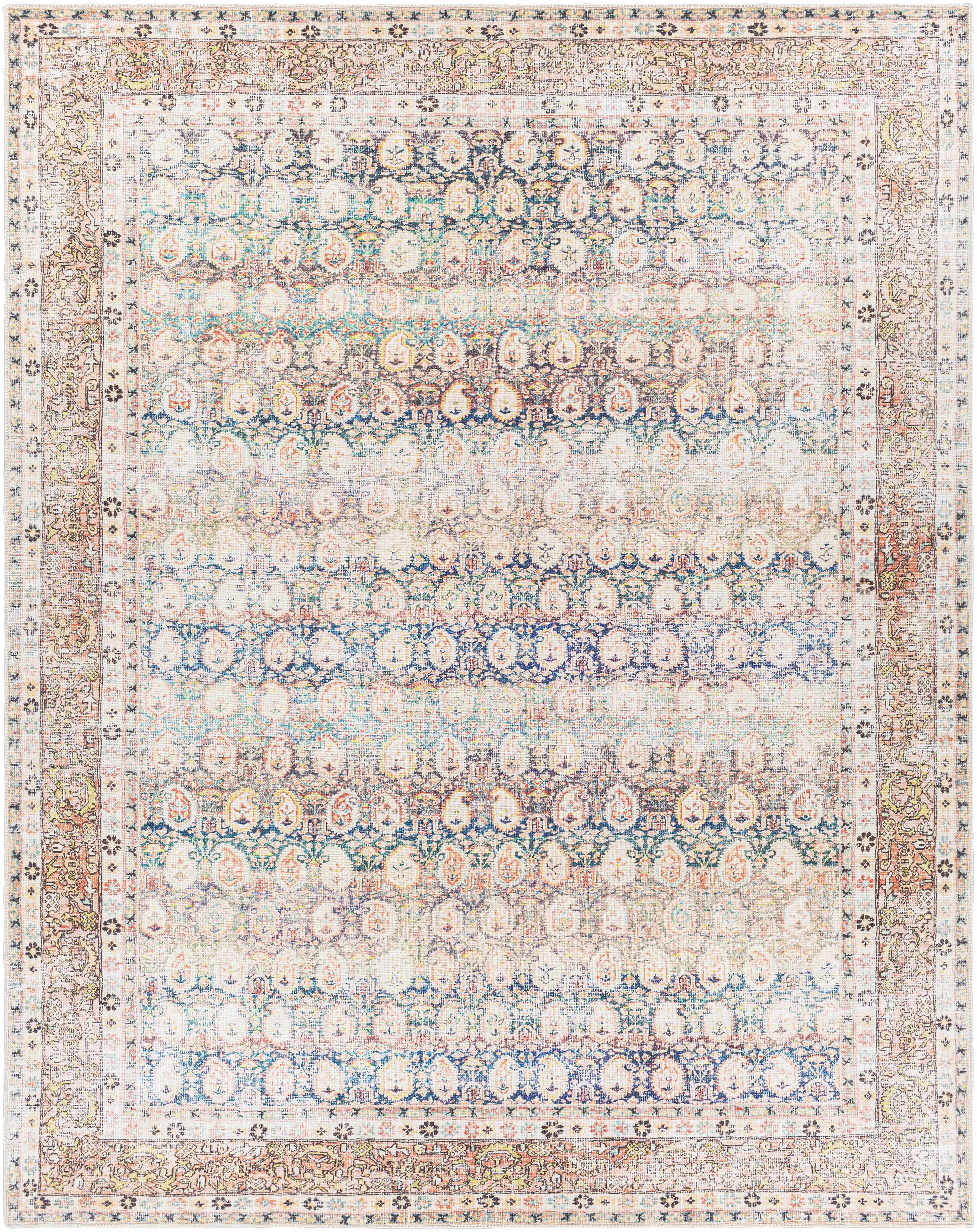 Rust Maligaya Distressed Washable Runner Rug - Clearance