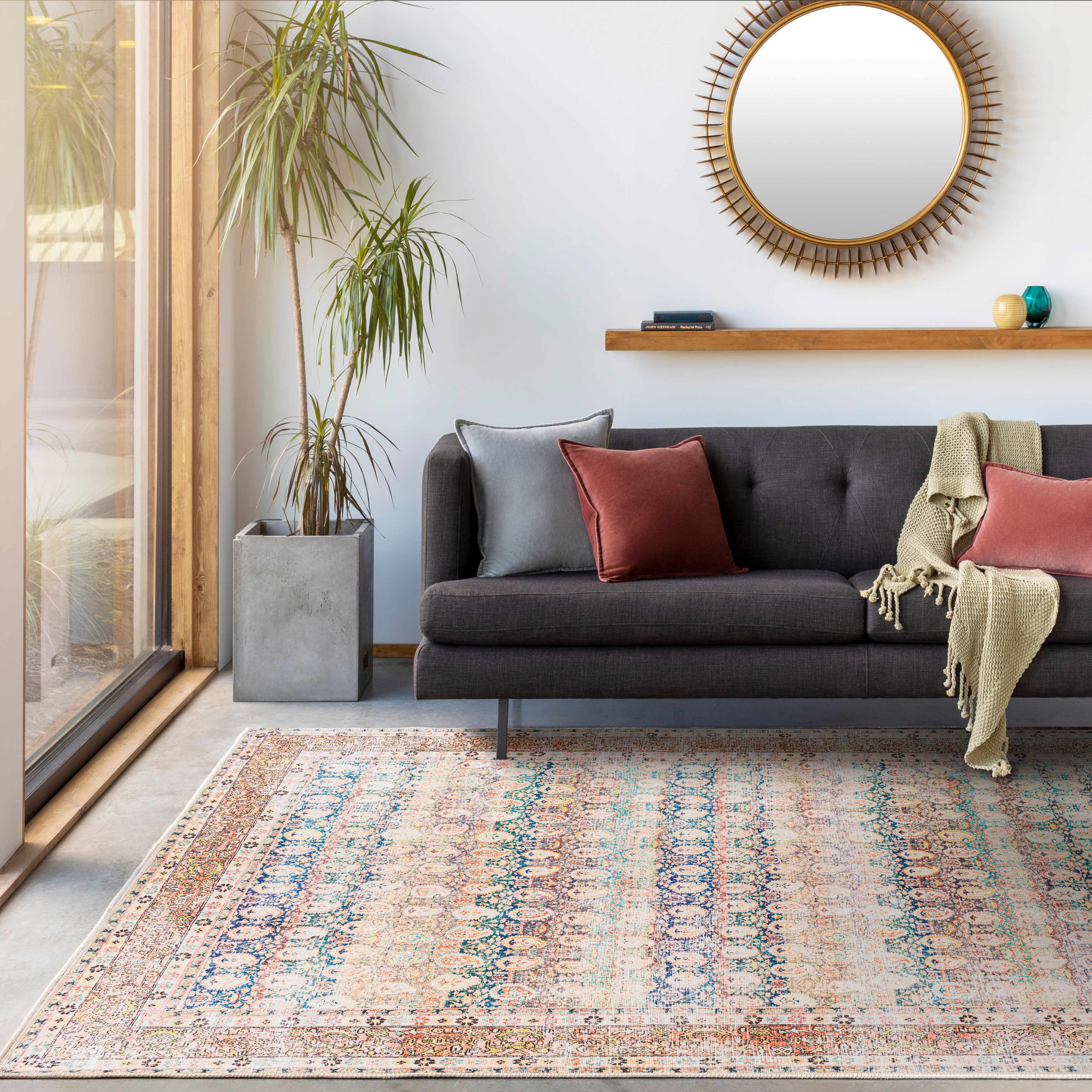 Rust Maligaya Distressed Washable Runner Rug - Clearance