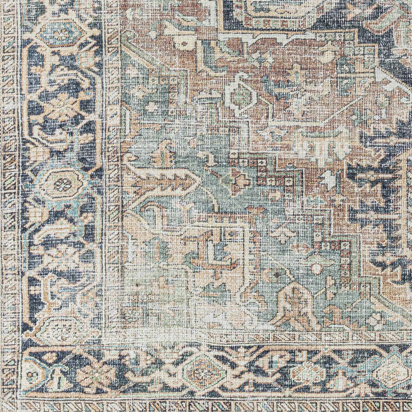 Sample Green Nisa Vintage Washable Area Rug