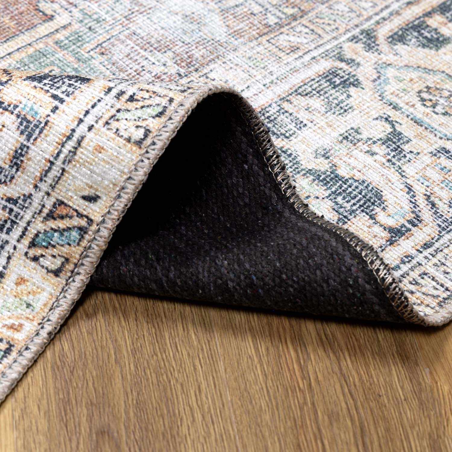 Green Nisa Washable 7ft Runner Rug