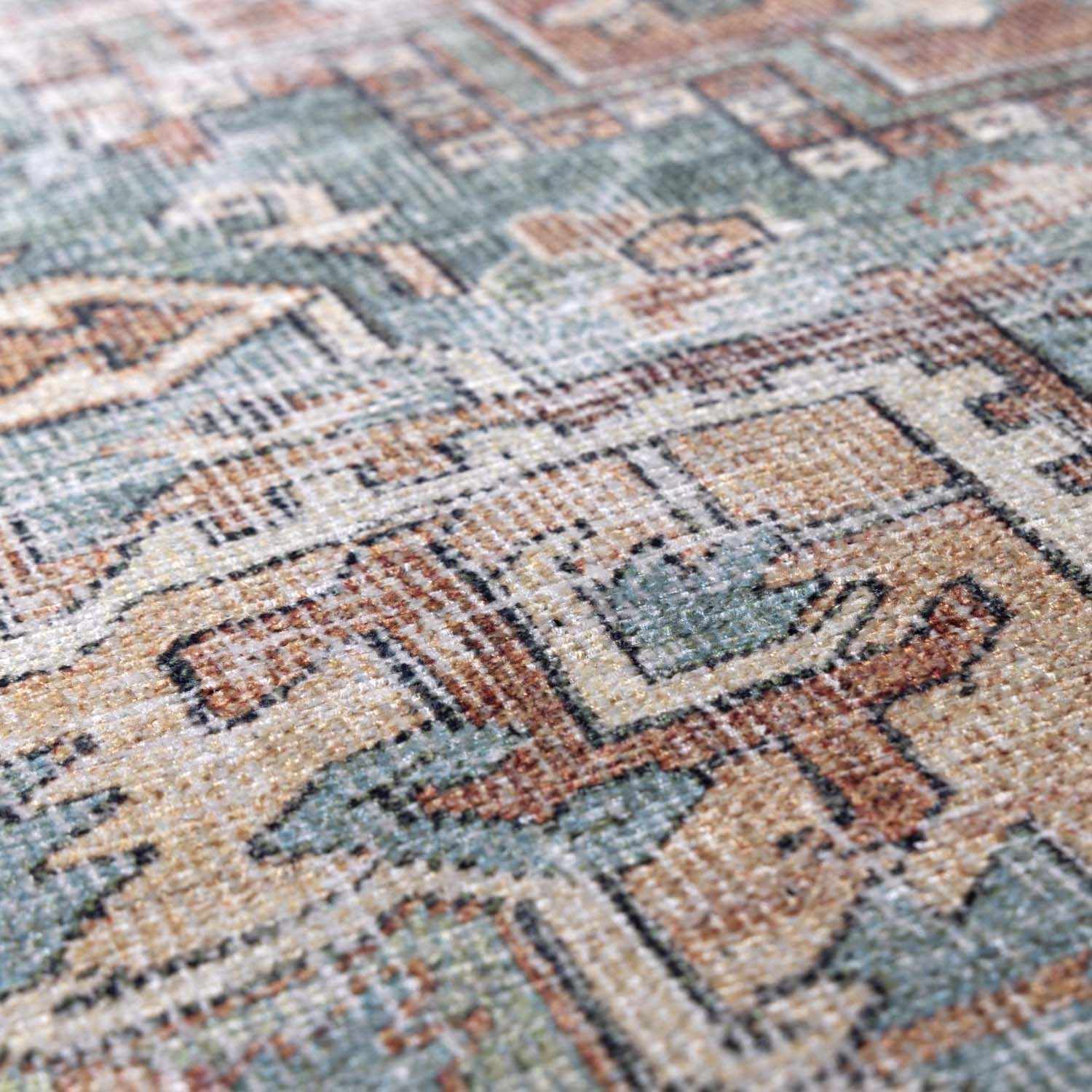 Green Nisa Washable 7ft Runner Rug