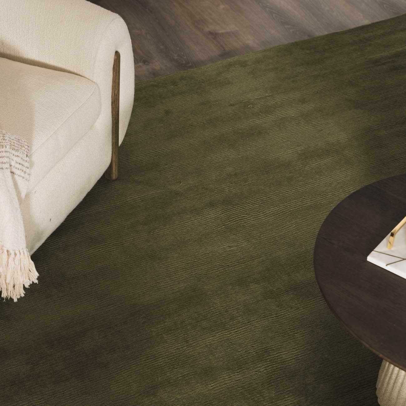 Brockton Solid Wool Sage Green Runner Rug
