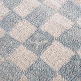 Benjy Cream & Light Blue Checkered Runner Area Rug
