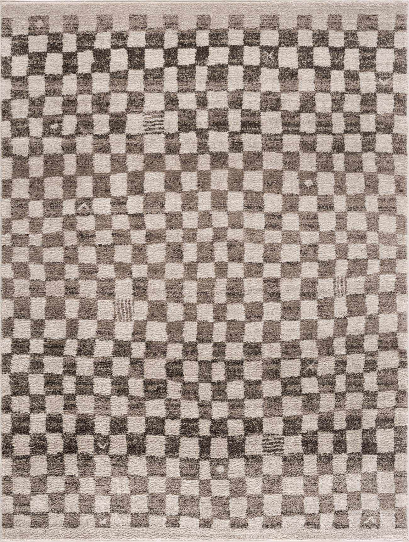 Benjy Cream & Charcoal Checkered Runner Area Rug
