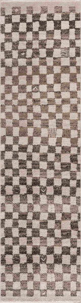 Benjy Cream & Charcoal Checkered Runner Area Rug