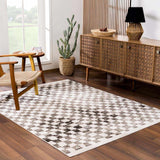 Benjy Cream & Charcoal Checkered Runner Area Rug