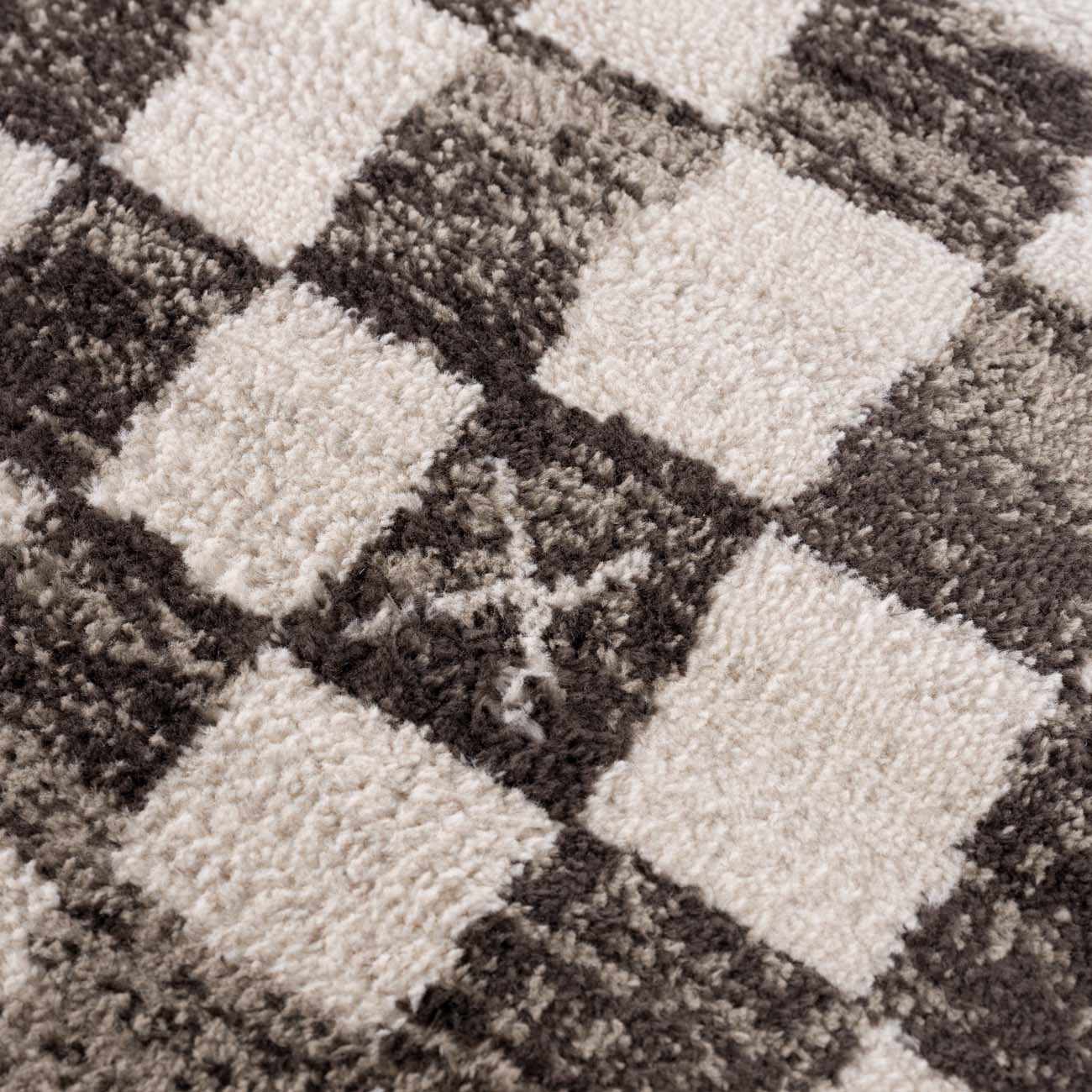 Benjy Cream & Charcoal Checkered Runner Area Rug