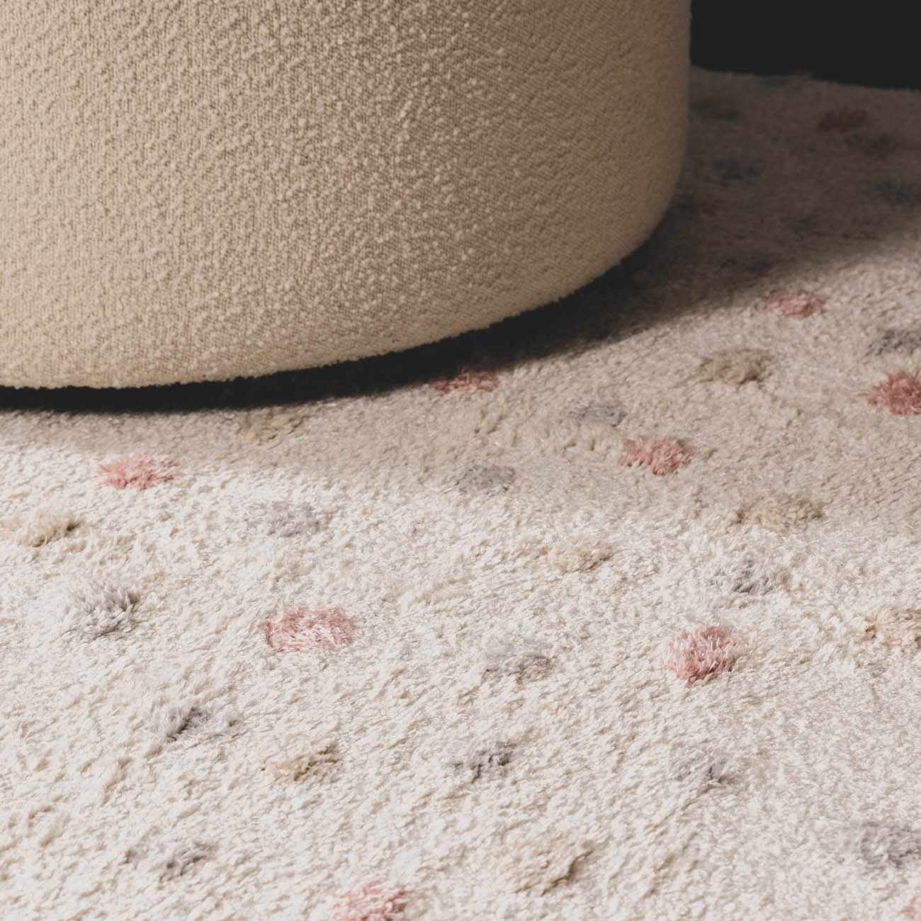 Cansu Pink & Cream Dotted Runner Rug